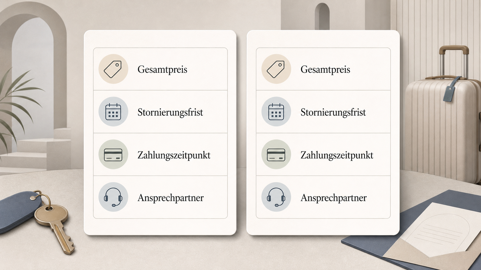 Redaktionelle Illustration zu Hotelangebote richtig lesen: Gesamtpreis, Tarif, Zimmerleistung und Stornierung prüfen
